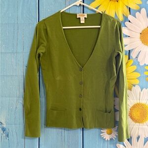 Talbots Green Button-Up Cardigan